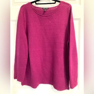 Eileen Fisher Magenta Pink Organic Linen Cotton Blend Sweater M Oversized
